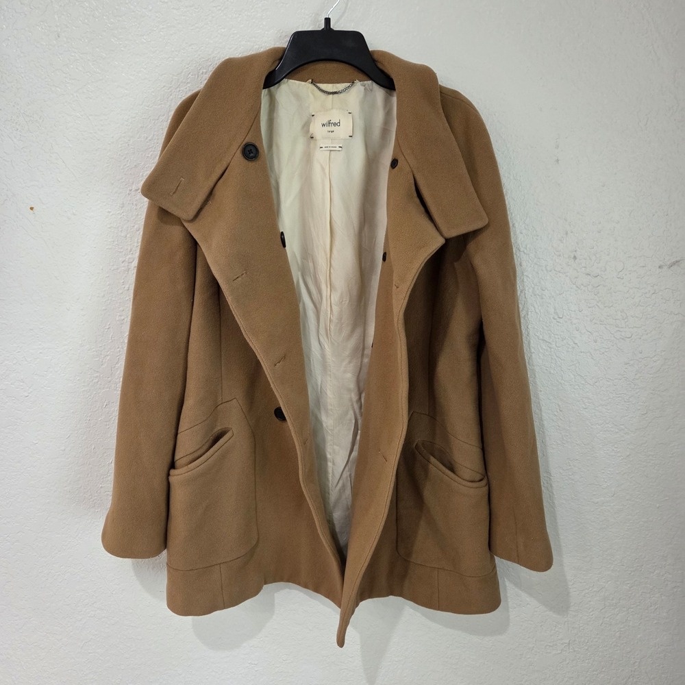 Wilfred‎ Peacoat Women's Large Wool Cashmere Deer Skin Double Breasted Luxury - Picture 15 of 16